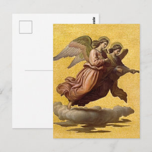 Vintage Gold Angel Religious Catholic Art Print Postcard