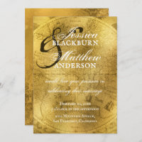 Vintage Gold Antique Old World Map Wedding