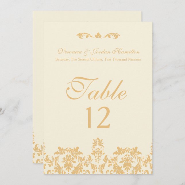 Vintage Gold, Antique Table Cards (Front/Back)