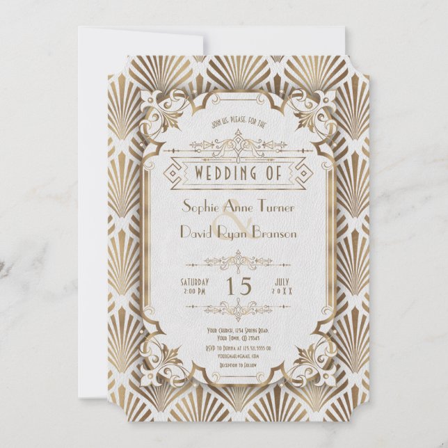 Vintage Gold Art Deco Great 20s Wedding Invitation (Front)