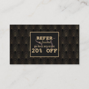 Vintage Gold Art Deco Monogram Makeup Artist Referral Card