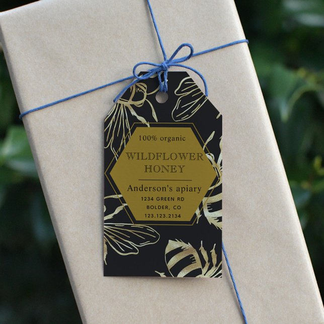 Vintage Gold Bee Apiary Gift Tag (Creator Uploaded)