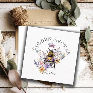 Vintage Gold Bee Logo Honeybee Beekeeper  Square Business Card