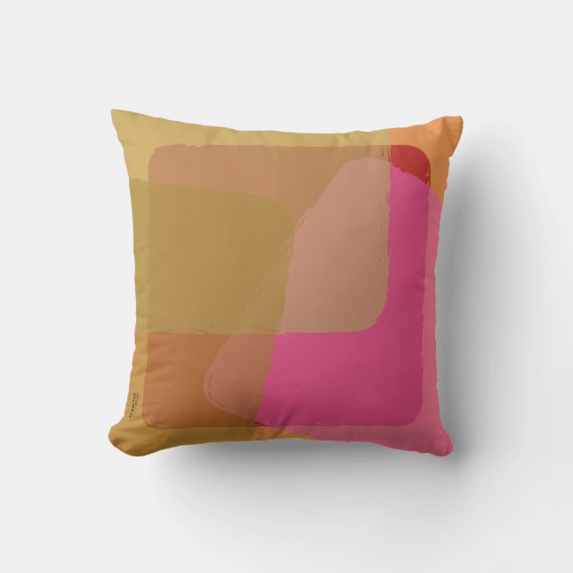 Vintage Gold Beige Pink  Orange Abstract Cushion (Front)
