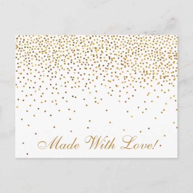 Vintage Gold Confetti Kitchen Shower Recipe Cards (Front)