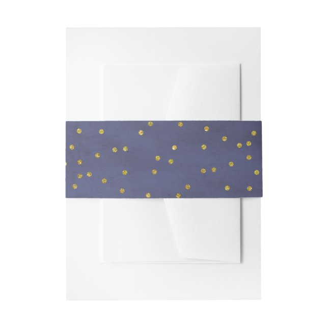 Vintage Gold Confetti Navy Wedding Invitation Belly Band (Front Example)