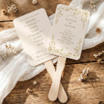 Vintage Gold Cream French Floral  Wedding Program Hand Fan<br><div class="desc">Soft cream tones paired with subtle gold accents give this vintage French wedding program fan a light and luminous elegance, perfect for a refined and romantic celebration. The design features a graceful chinoiserie floral frame with delicate floral artwork inspired by Victorian botanical illustration and classic toile de jouy patterns. Ideal...</div>