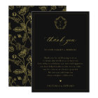 Vintage Gold Crest Black Wedding Reception Table