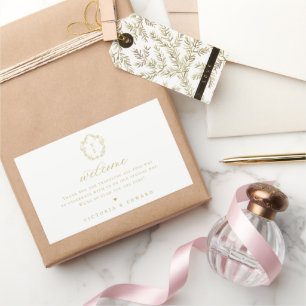 Vintage Gold Crest Monogram Wedding Welcome Rectangular Sticker