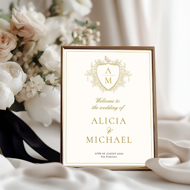 Vintage gold crest wedding welcome printable  poster (Creator Uploaded)