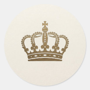 Vintage Gold Crown Round Sticker
