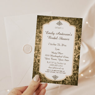 Vintage Gold Damask Bridal Shower Invitation