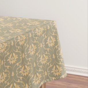 Vintage Gold Damask on Khaki Tablecloth
