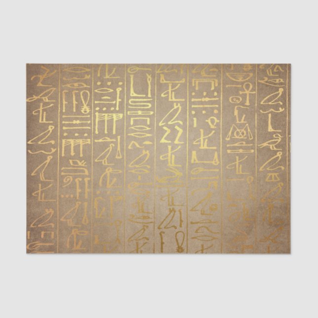 Vintage Gold Egyptian Hieroglyphics Paper Print (Front)