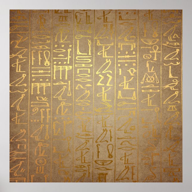 Vintage Gold Egyptian Hieroglyphics Paper Print (Front)