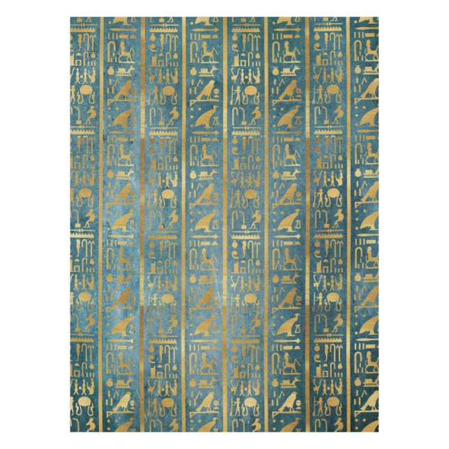 Vintage Gold Egyptian Paper Print Tablecloth (Front)