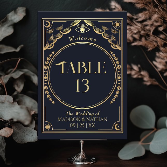 Vintage Gold Elegant Mystical Tarot Wedding Table Number (Creator Uploaded)