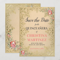 Vintage Gold Floral Quinceañera Welcome Yard