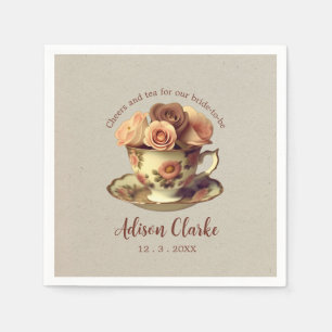 Vintage Gold Floral Tea Party Bridal Shower Napkin