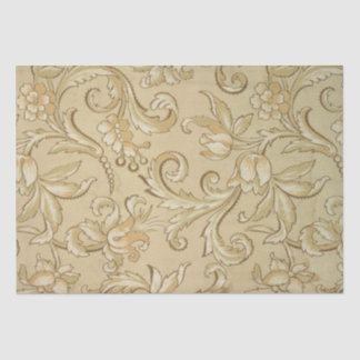 Vintage Gold Floral Tulip Flower Scroll Decoupage Tissue Paper