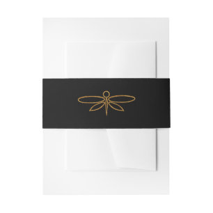 Vintage Gold Foil Dragonfly Wedding Invitation Belly Band