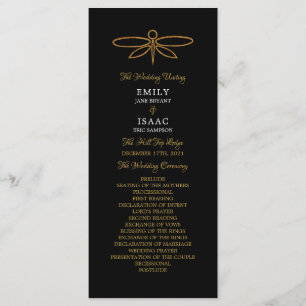 Vintage Gold Foil Dragonfly Wedding Program Programme