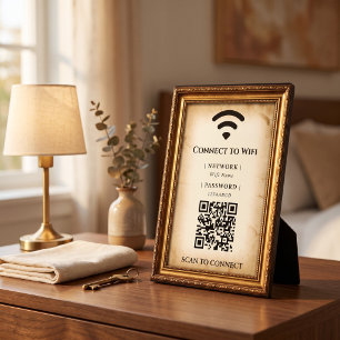 Vintage Gold Frame WiFi Password Plaque
