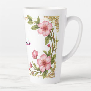 Vintage Gold Frame With Colourful Peony Latte Mug