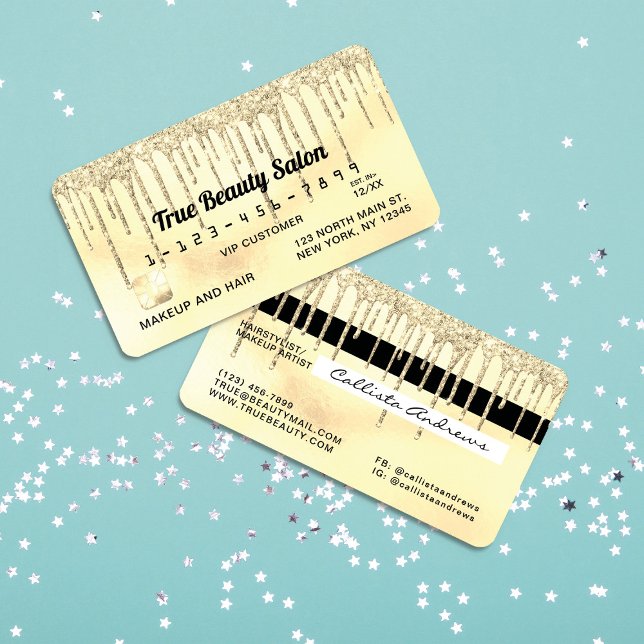 Vintage Gold Glitter Drips Credit Business Card (Creator Uploaded)