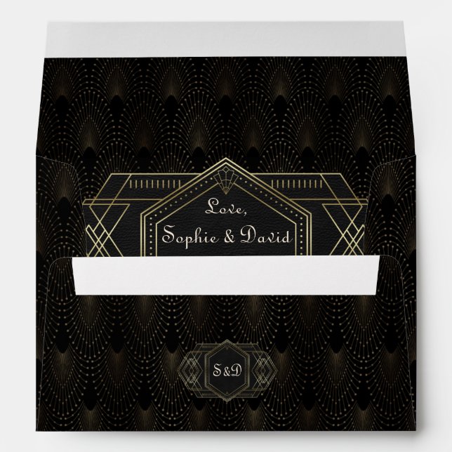 Vintage Gold Great Gatsby Wedding Envelope (Back (Bottom))
