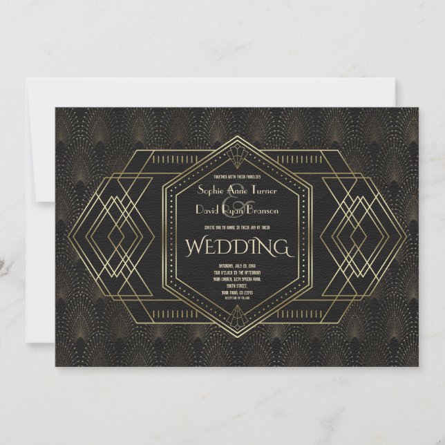 Vintage Gold Great Gatsby Wedding Invitation (Front)