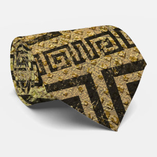 Vintage Gold Greek Meander Pattern Tie