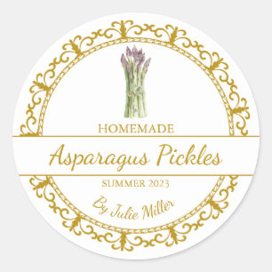 Vintage Gold Homemade Asparagus Pickles Label