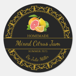 Vintage Gold Homemade Mixed Citrus Jam Label