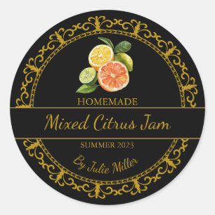 Vintage Gold Homemade Mixed Citrus Jam Label