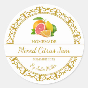 Vintage Gold Homemade Mixed Citrus Jam Label