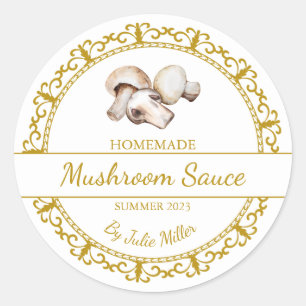Vintage Gold Homemade Mushroom Sauce Label