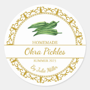 Vintage Gold Homemade Okra Pickles Label