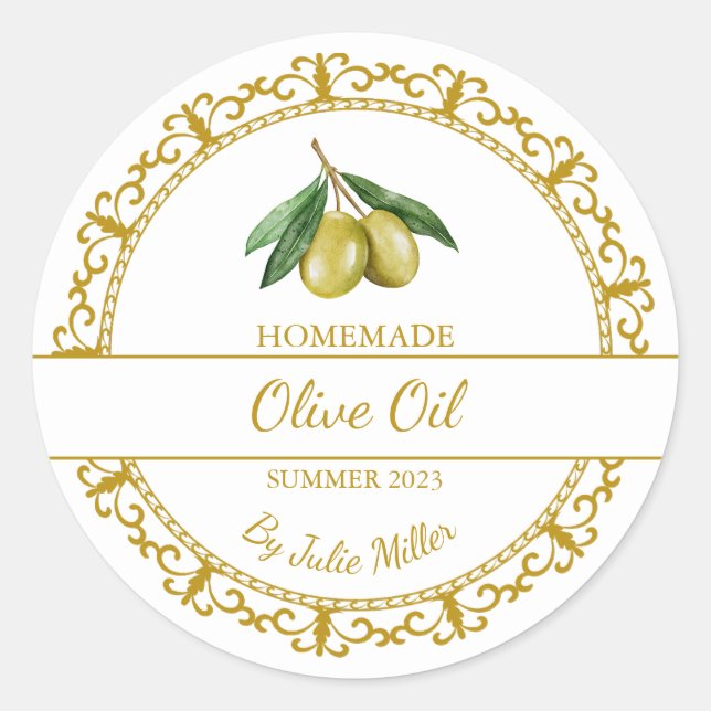 Vintage Gold Homemade Olive Oil Label (Front)