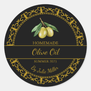 Vintage Gold Homemade Olive Oil Label Black
