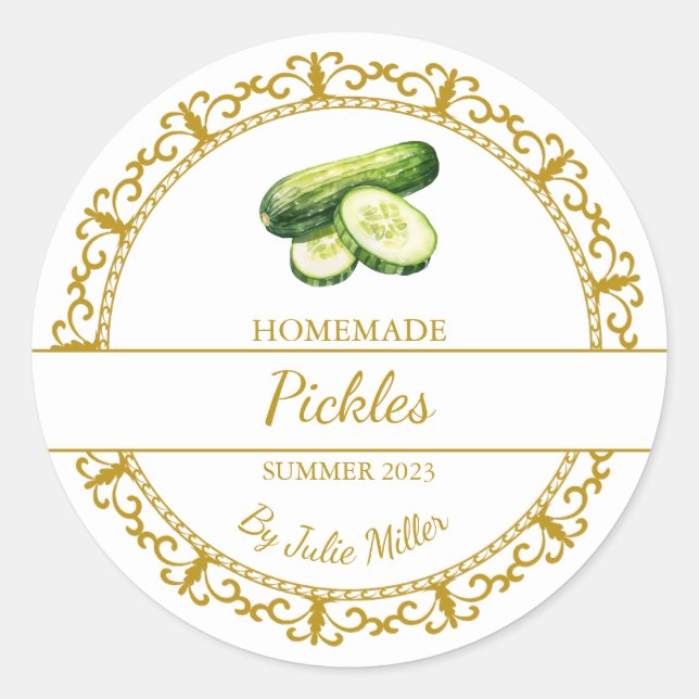 Vintage Gold Homemade Pickles Label (Front)