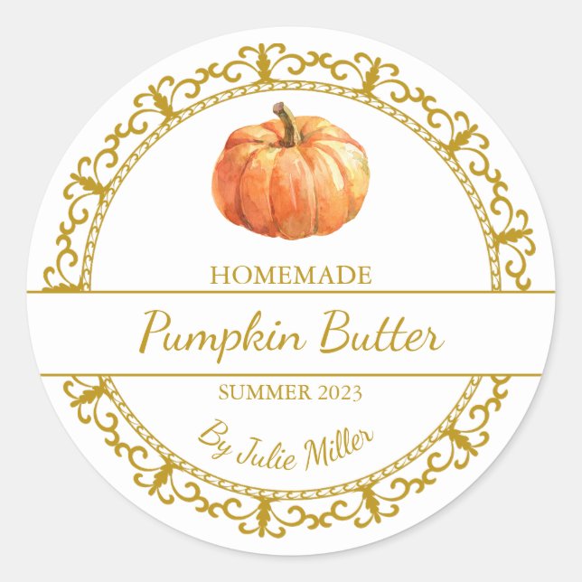Vintage Gold Homemade Pumpkin Butter Label (Front)