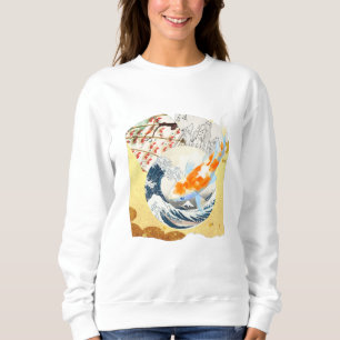 Vintage Gold Koi Pond of Japanese Culture Women Sweatshirt