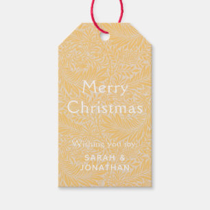 Vintage Gold Larkspur Flower Merry Christmas Gift Tags