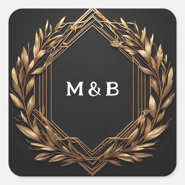 Vintage Gold Laurel Emblem Arch ✨ Square Sticker (Front)