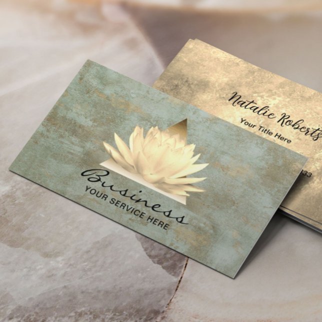Vintage Gold Lotus Logo Elegant Bronze Business Card (Creator Uploaded)