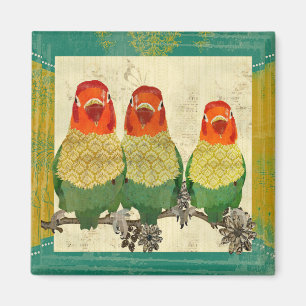Vintage Gold Love Birds Magnet