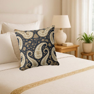 Vintage Gold Luxury Paisley Persian Classic Ornate Cushion