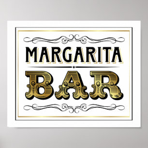 Vintage Gold MARGARITA BAR Sign Print