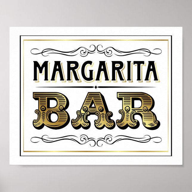 Vintage Gold MARGARITA BAR Sign Print (Front)